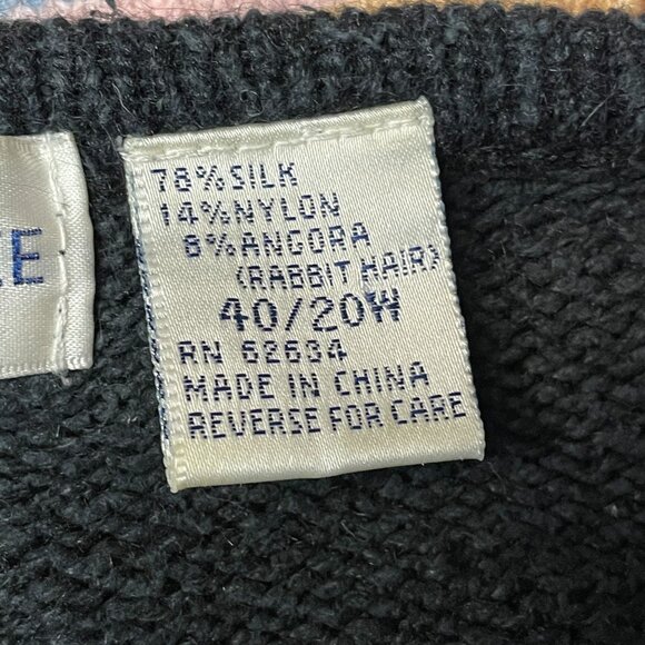 Vintage Angora Silk Sweater Womens 1X Black Old Money Beaded Holiday Party Cozy - Picture 11 of 14